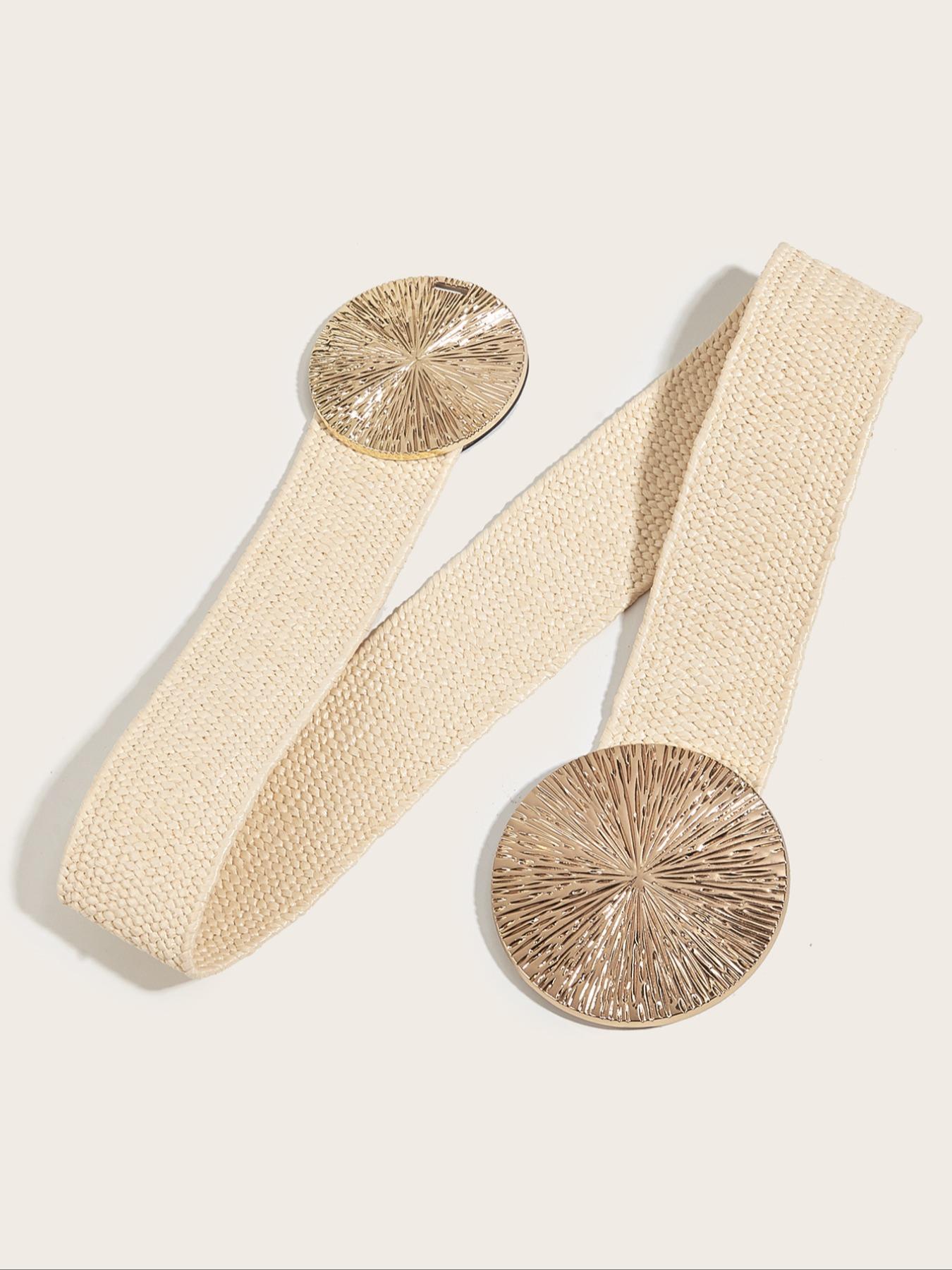 Women's Boho Style Geometric Design Belt, Vintage Trendy Woven Belt, Fashionable Clothes Accessories for Daily & Party Decoration, Straw Woven Belts