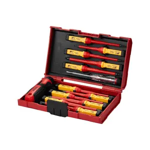 VEVOR Insulated Screwdriver Set, 13-Piece Professional Electrical Screwdriver Set, 1000V Insulated Electrician Tool Set, with Magnetic Phillips Slotted Pozi Torx Tips, Screwdrivers, for Electricians