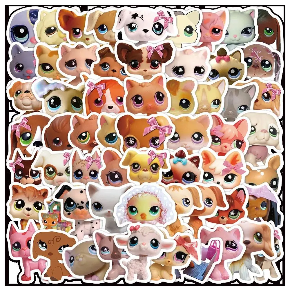 60pcs Cute Cartoon Littlest Pet Shop Stickers Funny Game Sticker DIY Scrapbook Suitcase Laptop Kawaii Animal Decals Decor