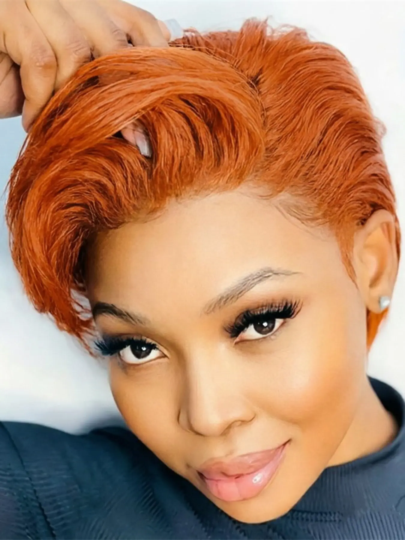 Pixie Wig Ginger 99j Color, 13x4 Lace Pixie Cut Human Hair Wigs for Women, Short Straight Daily Party Cosplay Use