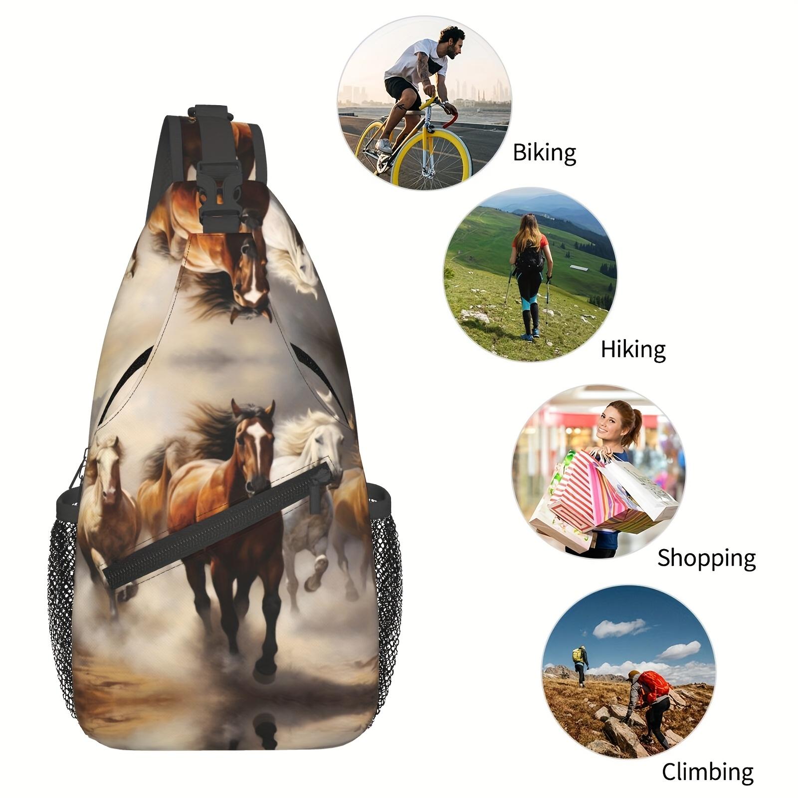 Crossbody Chest Hiking Running Horses Shoulder Folding Large Capacity Fashion Durable Can Be Used For Shopping, Work, Leisure Travel Beach Fishing  Travel Must Have  For School Back To School Christmas Gifts backpack