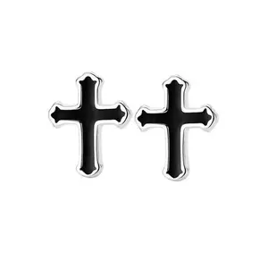 Cross Stud Earrings, Unisex Punk Hip Hop Streetwear Jewelry for Men & Women