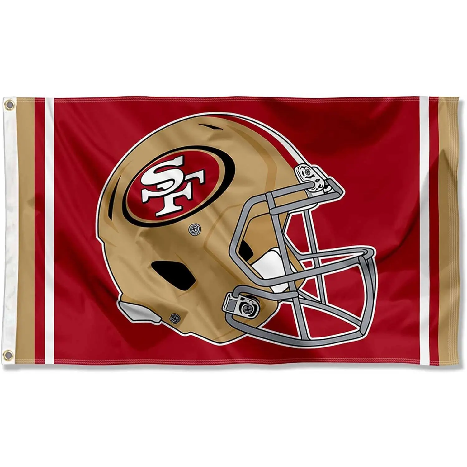 San Francisco 49ers New Helmet Grommet Pole Flag - 60x90cm/2x3ft Lightweight Sports Collectible Banner, Party/Camping/Garden Prints, Washable Indoor-Outdoor Decoration