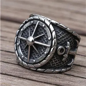 Retro Niche Hip-hop Creative Trend Viking Compass Ring New Simple Punk Nordic Cyclist Anchor Ring Men's Sailor Amulet Jewelry