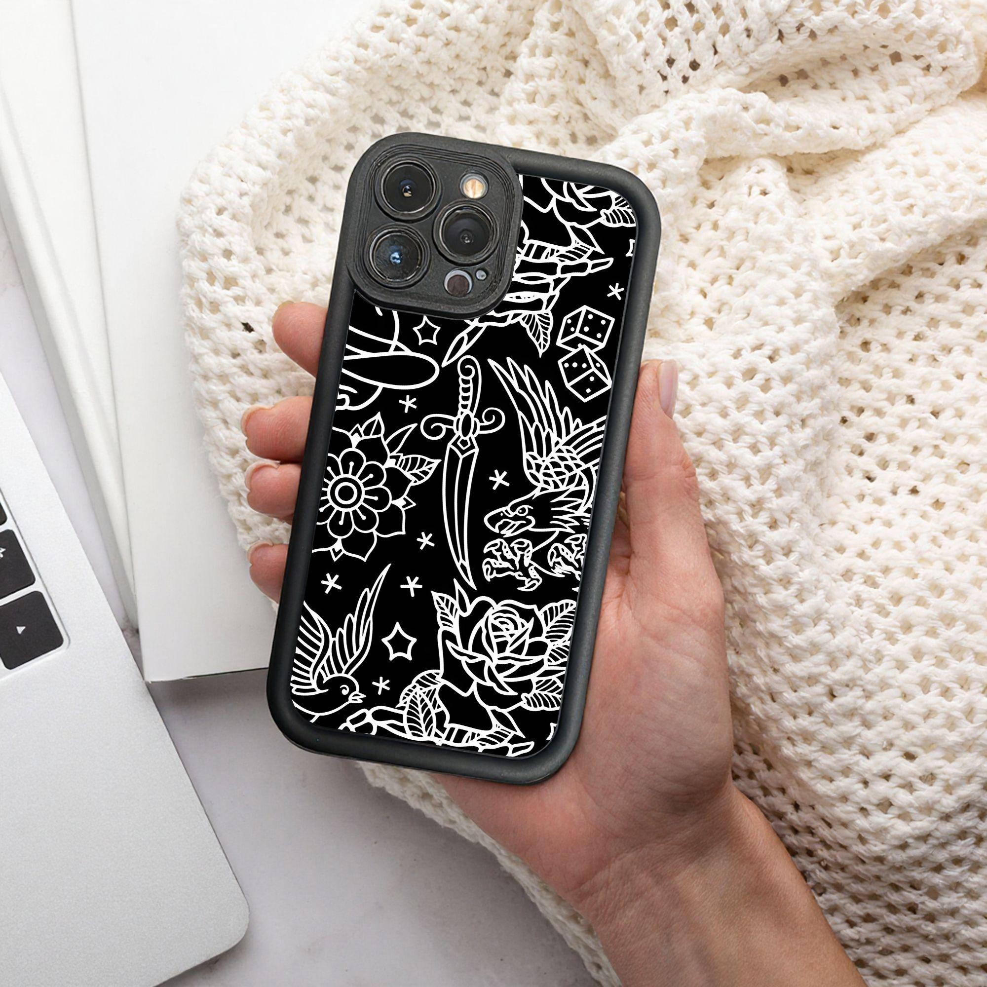 Phone Case - 1pc of American Traditional Tattoo Flash Print Phone Case Designed to Protect Against Impacts, Compatible with iPhone 17 E Air Pro ProMax iPhone16 15 14 Plus 13 12 Mini 11 X XS XR