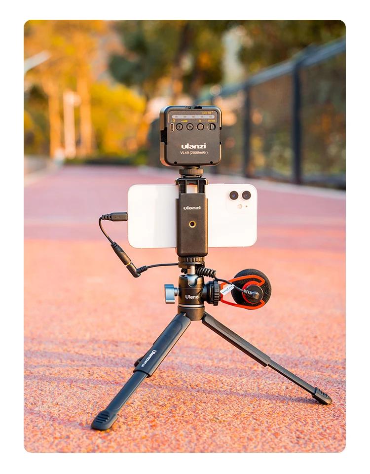 Ulanzi MT-14 Aluminum Alloy Tripod 2KG Load with 360° Ballhead 1/4 Screw Light Portable Vlog Kit Light Desktop Tripods For Phone