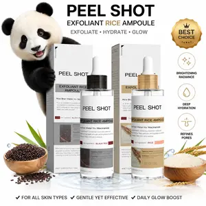Peel Shot Glow Rice Peeling Ampoule Duo, 5.4 Fl Oz | Gentle Rice Peeling Gel & Exfoliating Serum, 4-in-1 AHA BHA PHA Face Scrub for Blackheads & Dead Skin, Hydrating Brightening K-Beauty Skincare for Face & Body