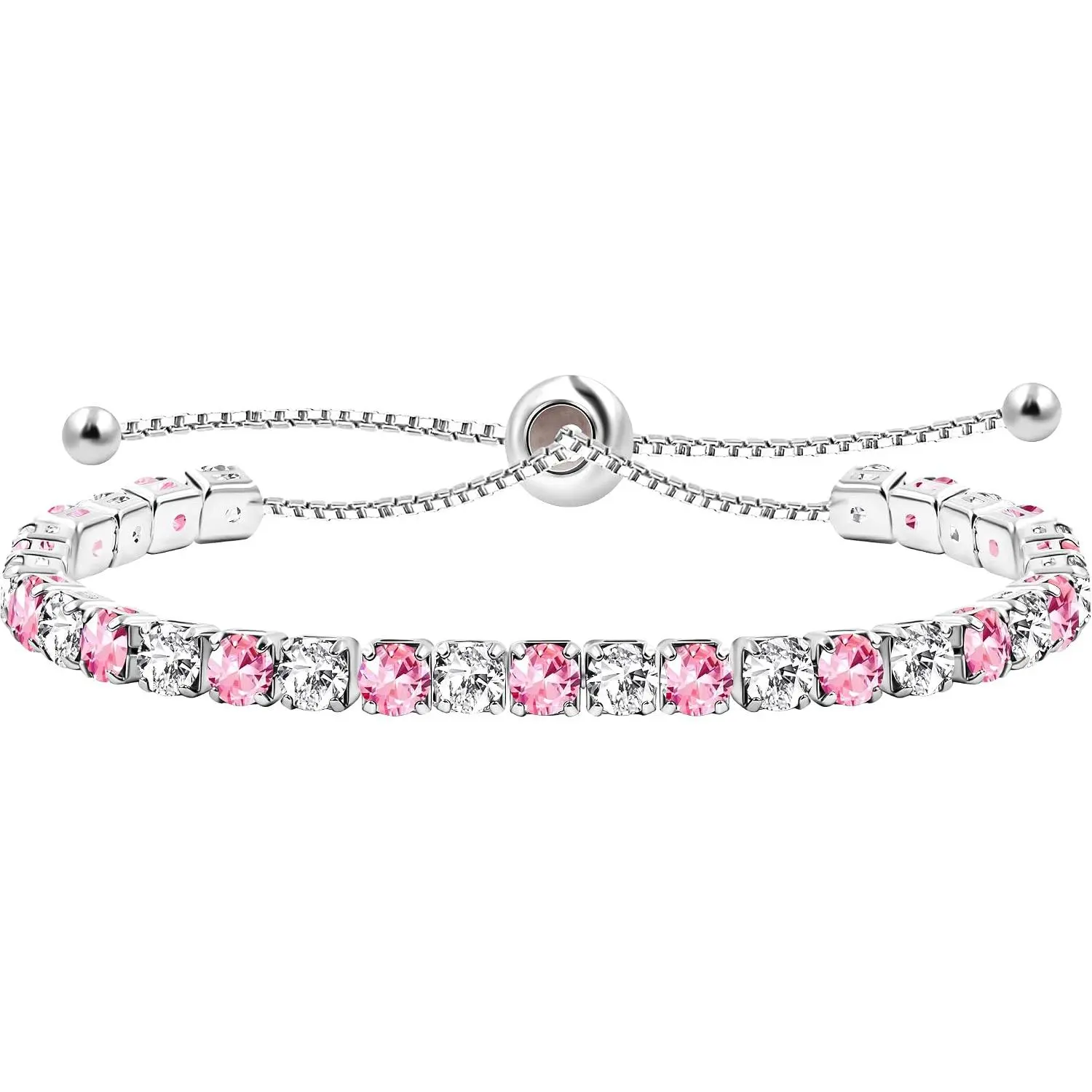 Adjustable Slider Tennis Bracelet for Women - 4mm Cubic Zirconia Classic Bracelet - Summer   for Women