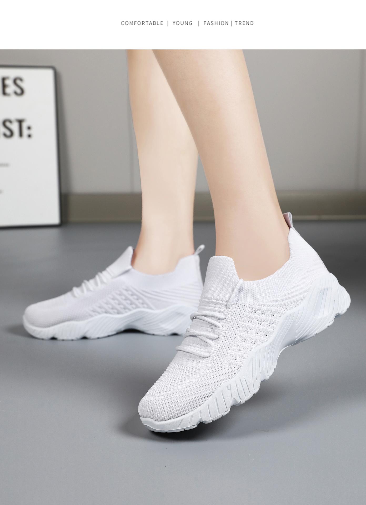 Women's lightweight casual shoes, breathable fly-knit sports shoes
