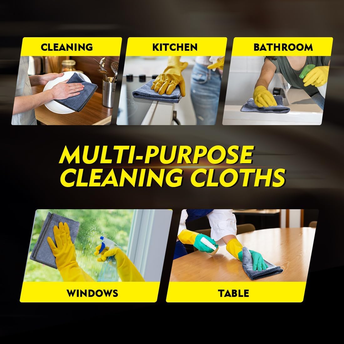 Microfiber Cleaning Cloth Microfiber Towels for Cars, Ultra Absorbent Washing Cloth, Lint Free Streak Free Cleaning Rags for Car, Kitchen, and Window