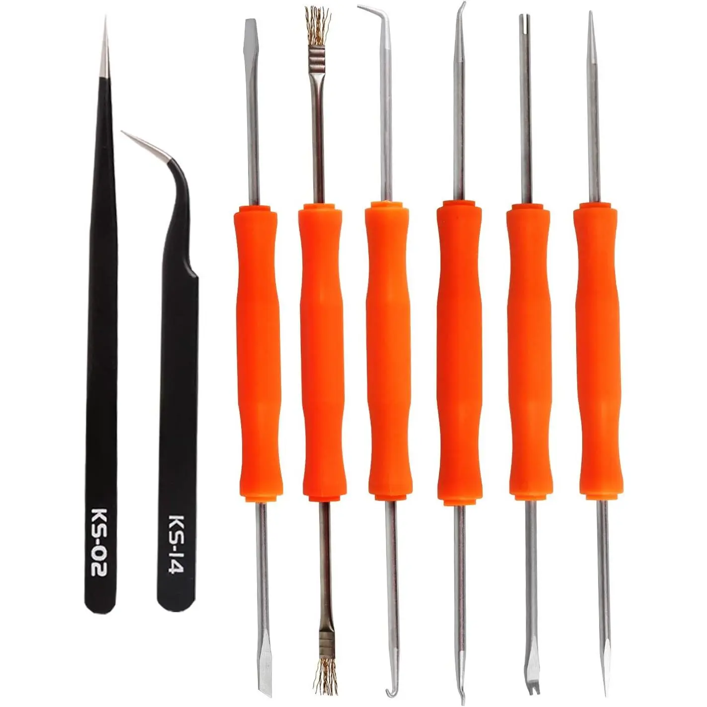 Stainless Steel 6-Pc Double-Sided Soldering Assist Aid Repair Tool Set with 2 Precision Tweezers, Precision Tools for Electronics Repair Work