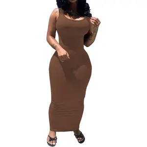 Women's Sexy Bodycon Tank Dress Basic Sleeveless Long Maxi Dresses Party Club Beach Sundresses