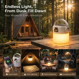 Solar-Powered Outdoor Camping Light – Rechargeable LED Bulb; Suitable for Camping, Home Emergencies, Night Markets, and Street Stalls; Long Battery Life.