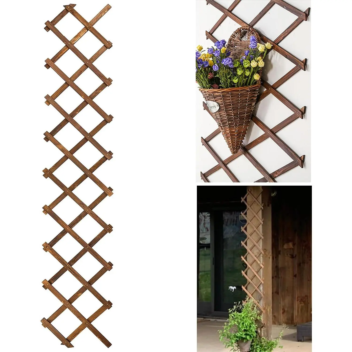 Wooden Lattice Wall-Expandable  Garden Trellis for Climbing  Outdoor Air  Vertical Rack Wall Decor for Room Patio