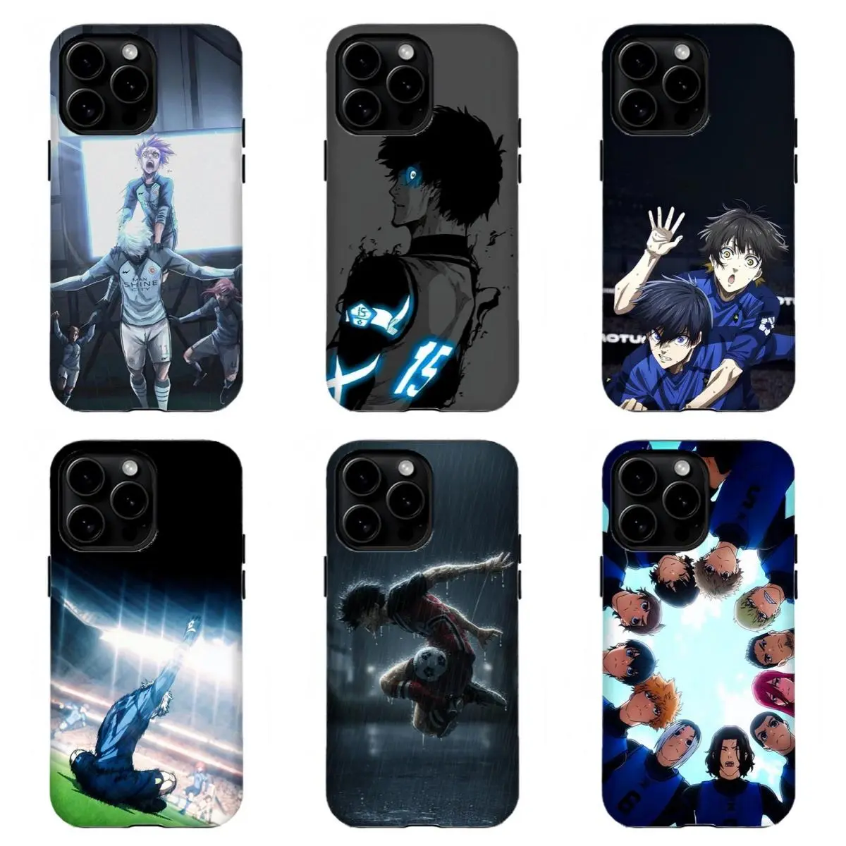Blue L0ck Anime Soccer Phone Case|Isagi Yoichi Bachira Meguru Dark Sports Manga Aesthetic Protective Cover For iPhone 17 Pro Max 16 15 14 13 12 11 for Samsung S21 S22 S23 S24 S25 S26 Phone Case|Gift For Her/Him