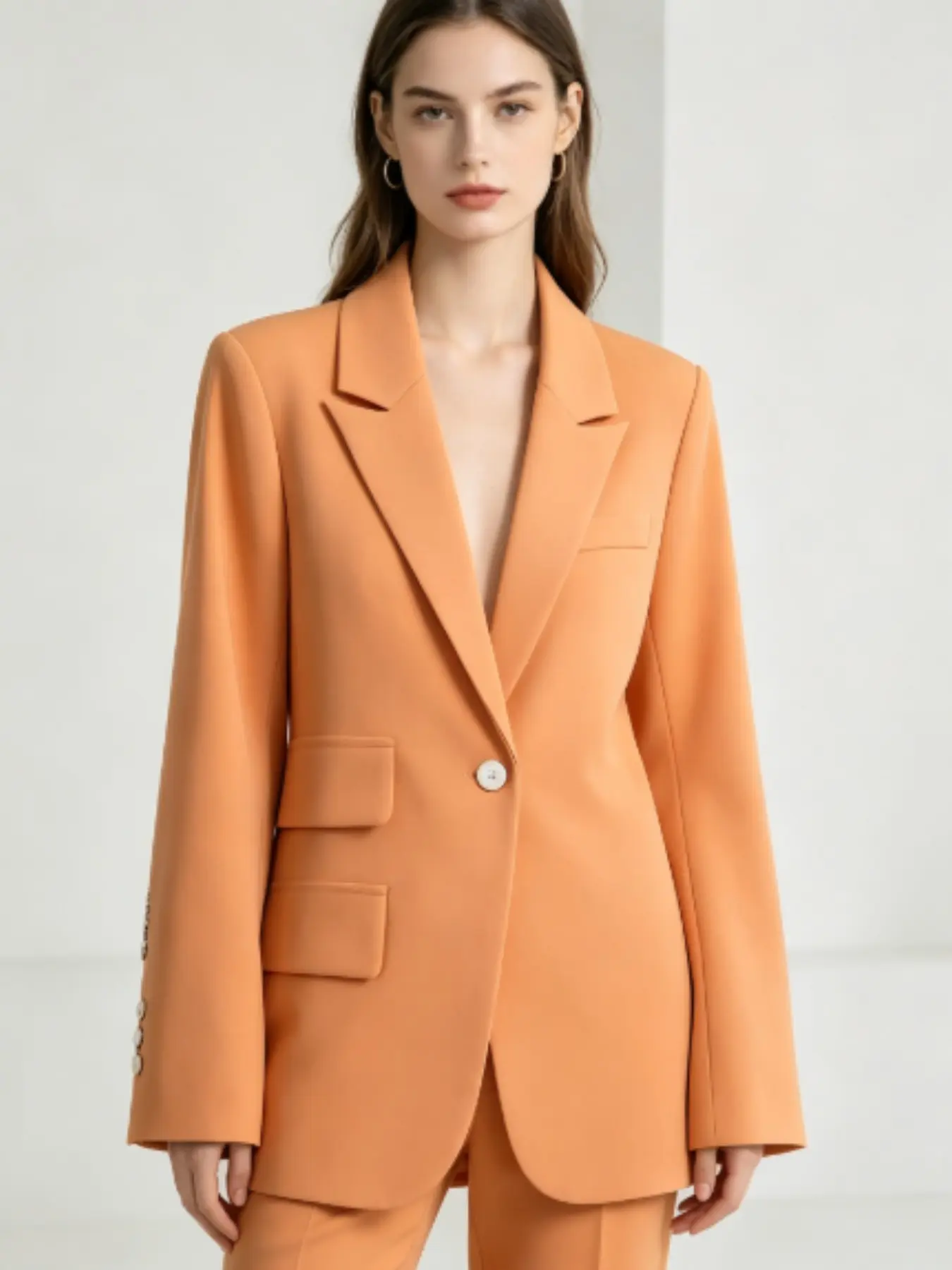 Elegant Casual Slim Fit Straight Sleeve Buttoned Suit Jacket, Office Style Blazer, Perfect for Leisure and Commute, Stylish Outerwear for Everyday Wear