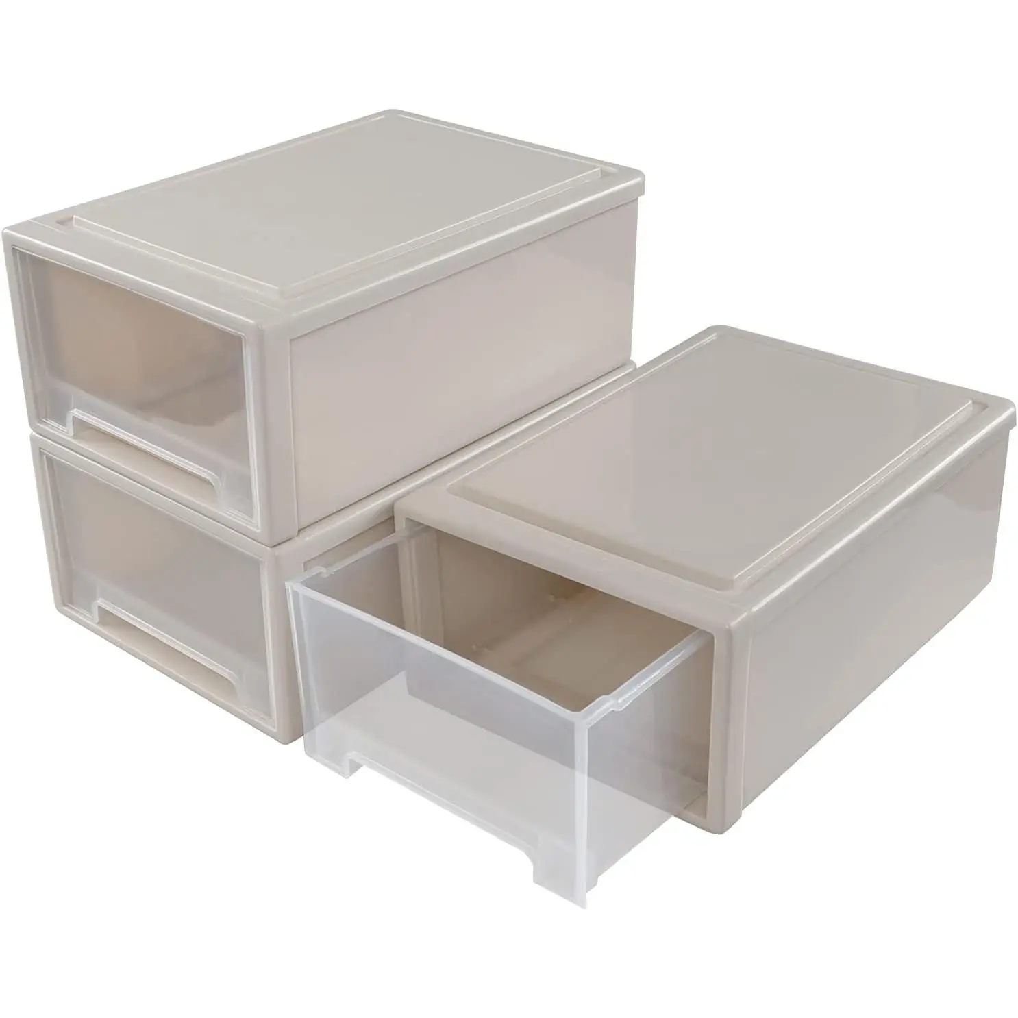 6 Quart Plastic Stacking Storage Drawer Unit, 3 Packs