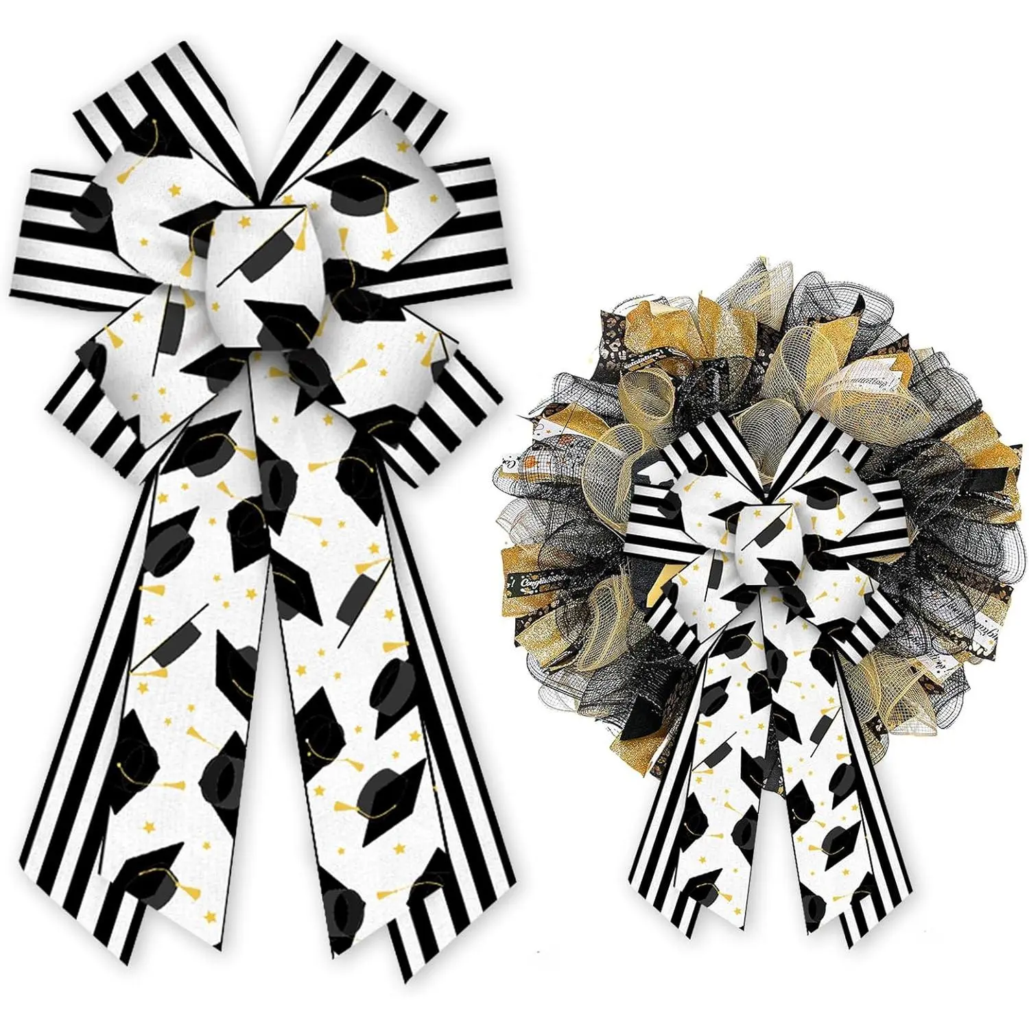 Large Graduation Bow for Wreath, Black White Stripe Graduation Cap Congrats Bow for Front Door, Graduation Decoration Party Supplies Indoor Outdoor Wall Ornamentfidget toys