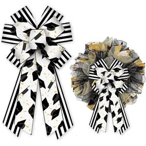 Large Graduation Bow for Wreath, Black White Stripe Graduation Cap Congrats Bow for Front Door, Graduation Decoration Party Supplies Indoor Outdoor Wall Ornamentfidget toys