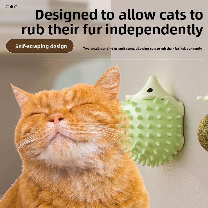 Catnip-Filled Hedgehog Toy for Cats - Soft Chewable Kicker Ball with Textured Surface - Interactive Self-Playing Plush Pet Toy - Stress Relief & Dental Care Muzzle Medium Treadmill Training