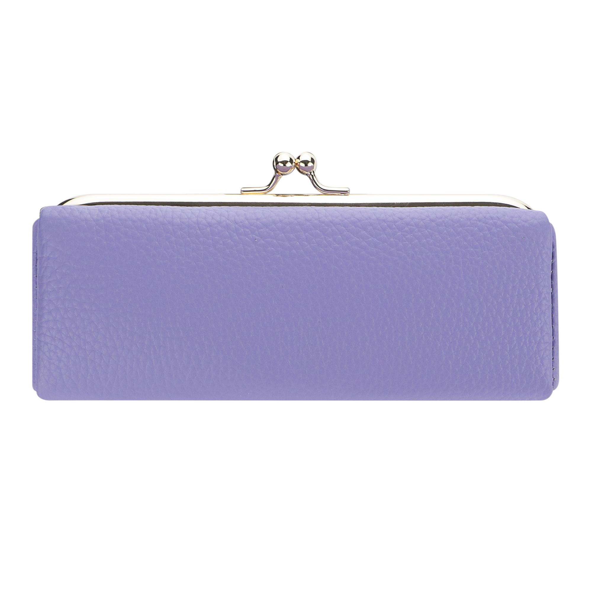 Royal Bagger Genuine Leather RFID Blocking Fashion Glasses Case, Pencil Bag with Kiss Lock, Organizer for Rings, Necklaces & Earrings for Women 4135 Lens Protective Mirrored Lens