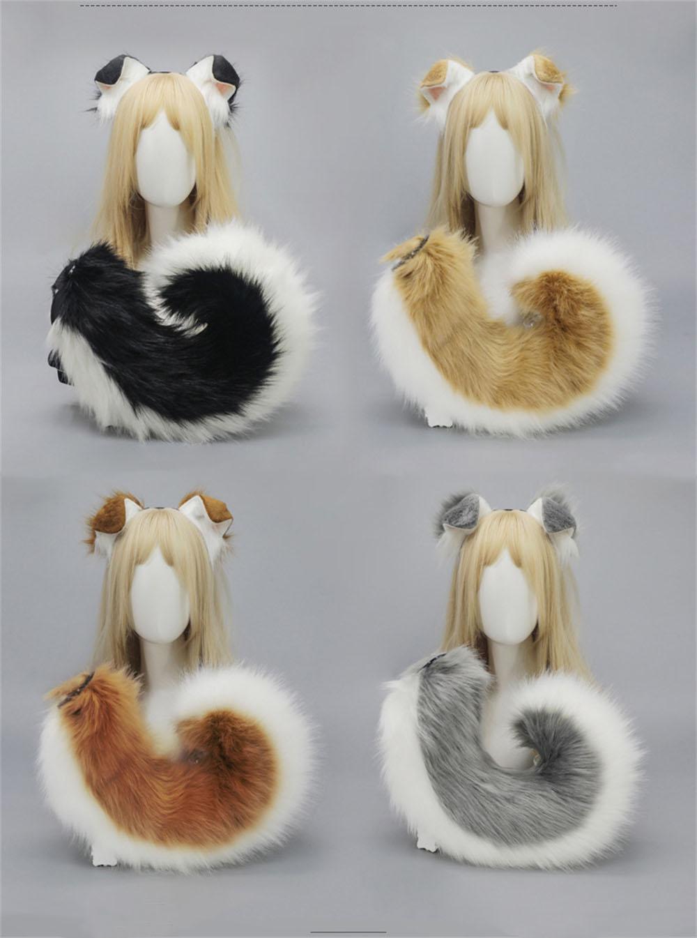 5 Colors Shepherd Dog Tail Cute Furry Animal Shiba Tail Waist Ornament Party Costume Pet Puppy Plush Tail Cosplay Accessories Masks Red