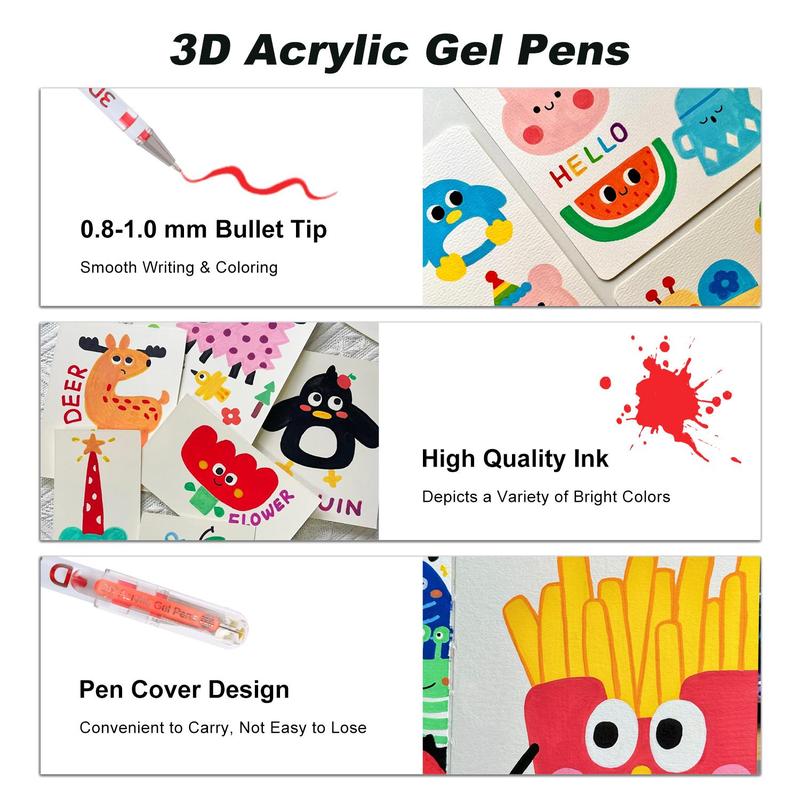 3D Acrylic Gel Pen, 1 Box Quick-drying Ink Gel Pen, Graffiti Painting Set, Acrylic Markers, Can Take Notes, Mark, Greeting Cards, Fill in Colors, Outline