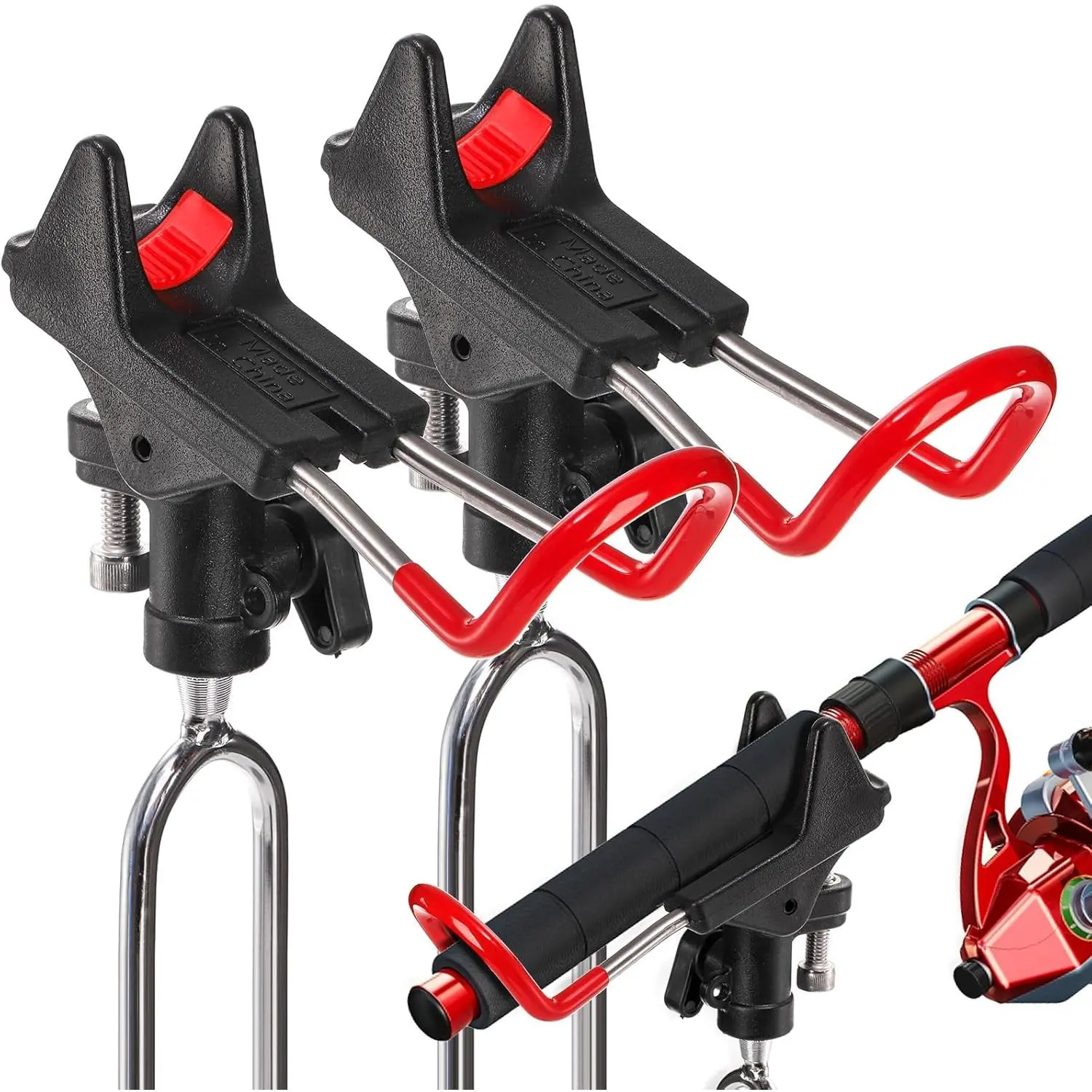 2 Pack Fishing Rod Holders - 360 Degree Adjustable Fishing Pole Rack Stand for Bank, Beach, Ground, Gifts for Men