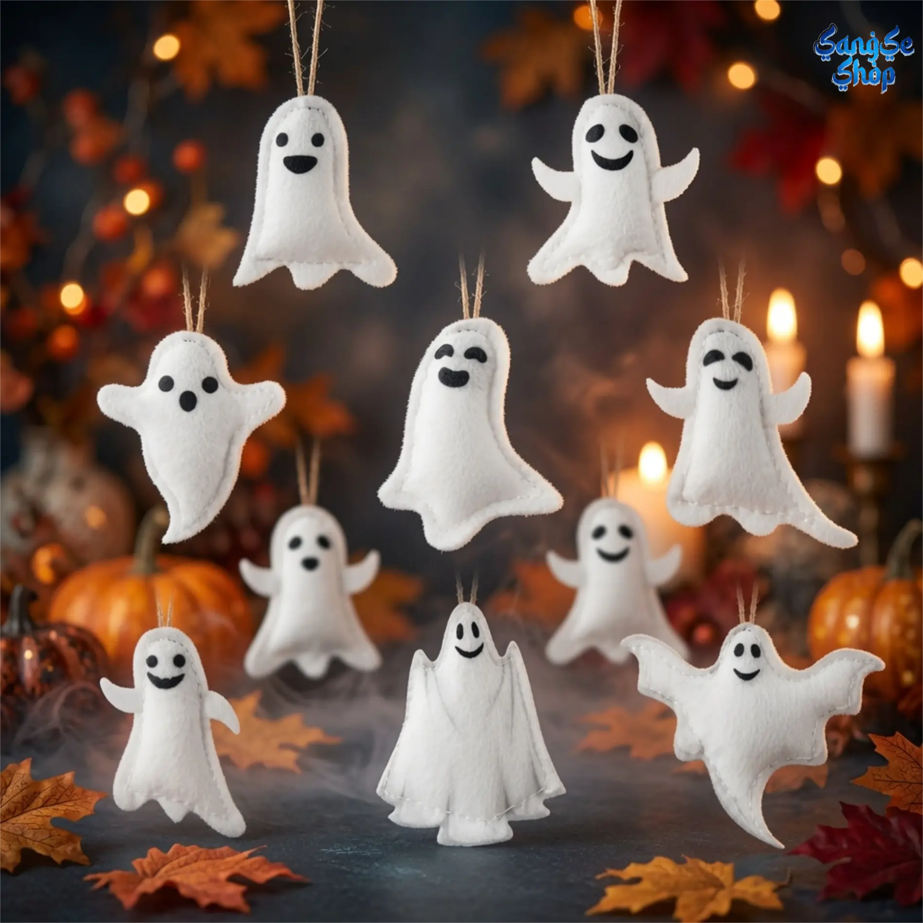 24PCS Felt Halloween Ghost Ornaments, White Ghost Hanging Decorations for Halloween Tree, Cute Spooky Felt Charms for Small Christmas Trees, Home Indoor Decor, Halloween Party Supplies, Seasonal Holiday Decorations & DIY Crafts