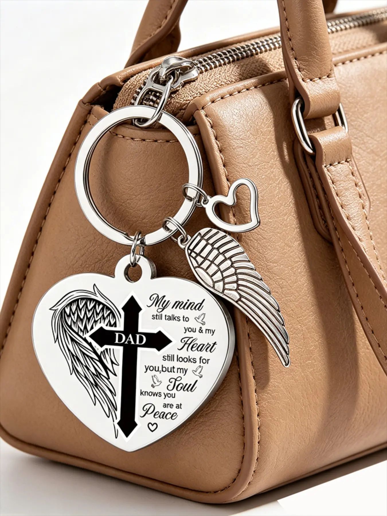 Memorial Keychain for Parents, Grief Gift for Loved Ones, Sadness and Motherly Love Souvenir, Casual Cartoon Characters Design
