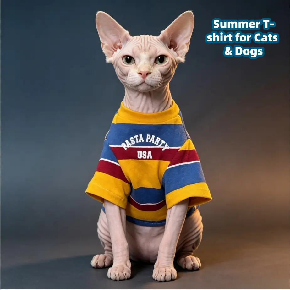 Summer Pet T Shirts, Thin Breathable Fashion Puppy Shirts Anti Hair Shedding Outfit for Small Dogs Cats, Fit Teddy Schnauzer Kitten