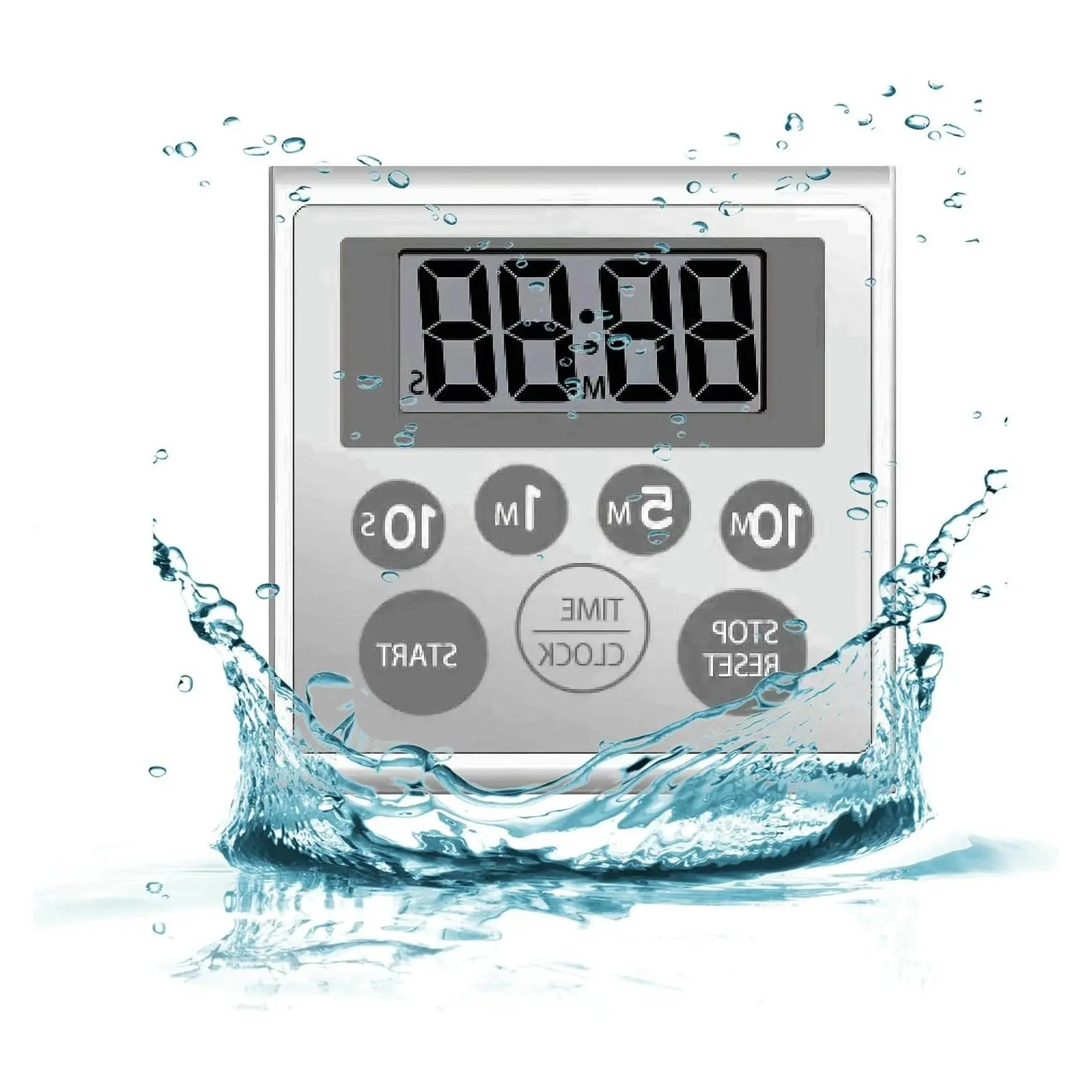 Digital Timer Waterproof Shower Clock with Strong Magnet and Large LCD Display for Bathroom Kitchen, 7-KeyGift