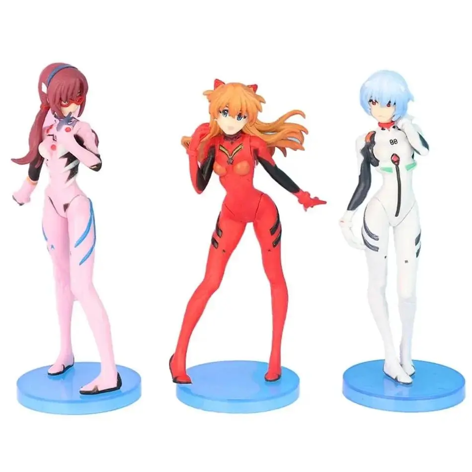 3Pcs/set Neon Genesis EVANGELION Anime Figure Eva Ayanami Rei Asuka Langley Soryu Makinami PVC Action figure Toys Model Gift
