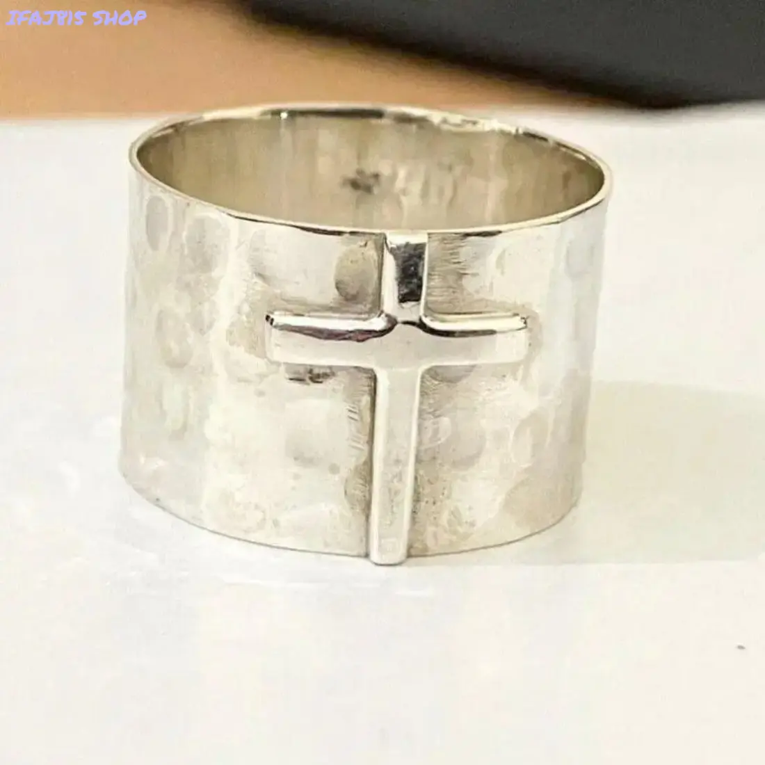 Unisex Cross Ring for Men and Women, Minimalist Distressed Wide Band Crucifix Fidget Ring with Vintage Design, Mindfulness Focus Jewelry Accessory, Stylish Anxiety Relief Inspired Ring for Daily Wear, Casual Outfits.