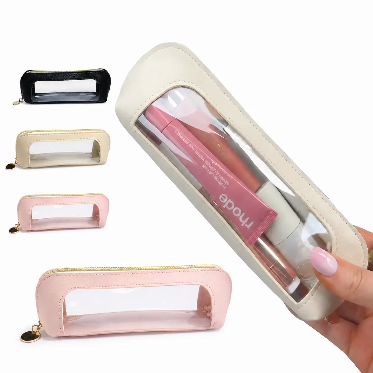 Portable Lightweight Makeup Brush & Cosmetic Bag, Multi-Functional Zipper Pouch for Travel & Stationery Storage, Trendy Girls' Essential Organizer, Makeup Tool Organizer, Cosmetic Tools Organizer, Makeup Organizer Pouches, PVC Makeup Bag
