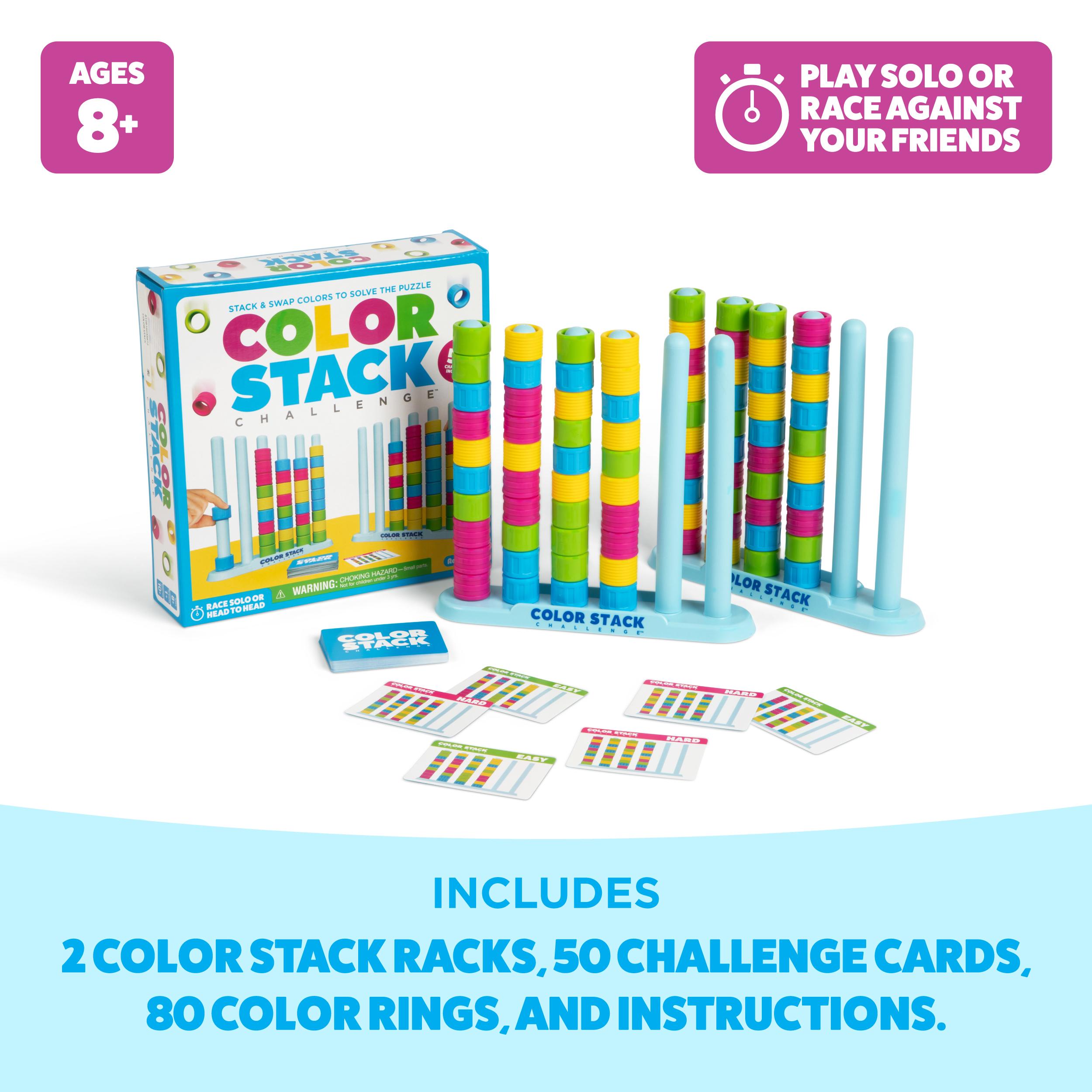 Relatable Color Stack Challenge Game, Easter Basket Stuffers for Children, Fast-Paced Color Matching Puzzle Toy for Family Game Night, Complete Set with 2 Stack Racks 50 Cards 80 Rings Relatable Color Stack Challenge Game, Easter Basket Stuffers for Children, Fast-Paced Color Matching Puzzle Toy for Family Game Night, Complete Set with 2 Stack Racks 50 Cards 80 Rings