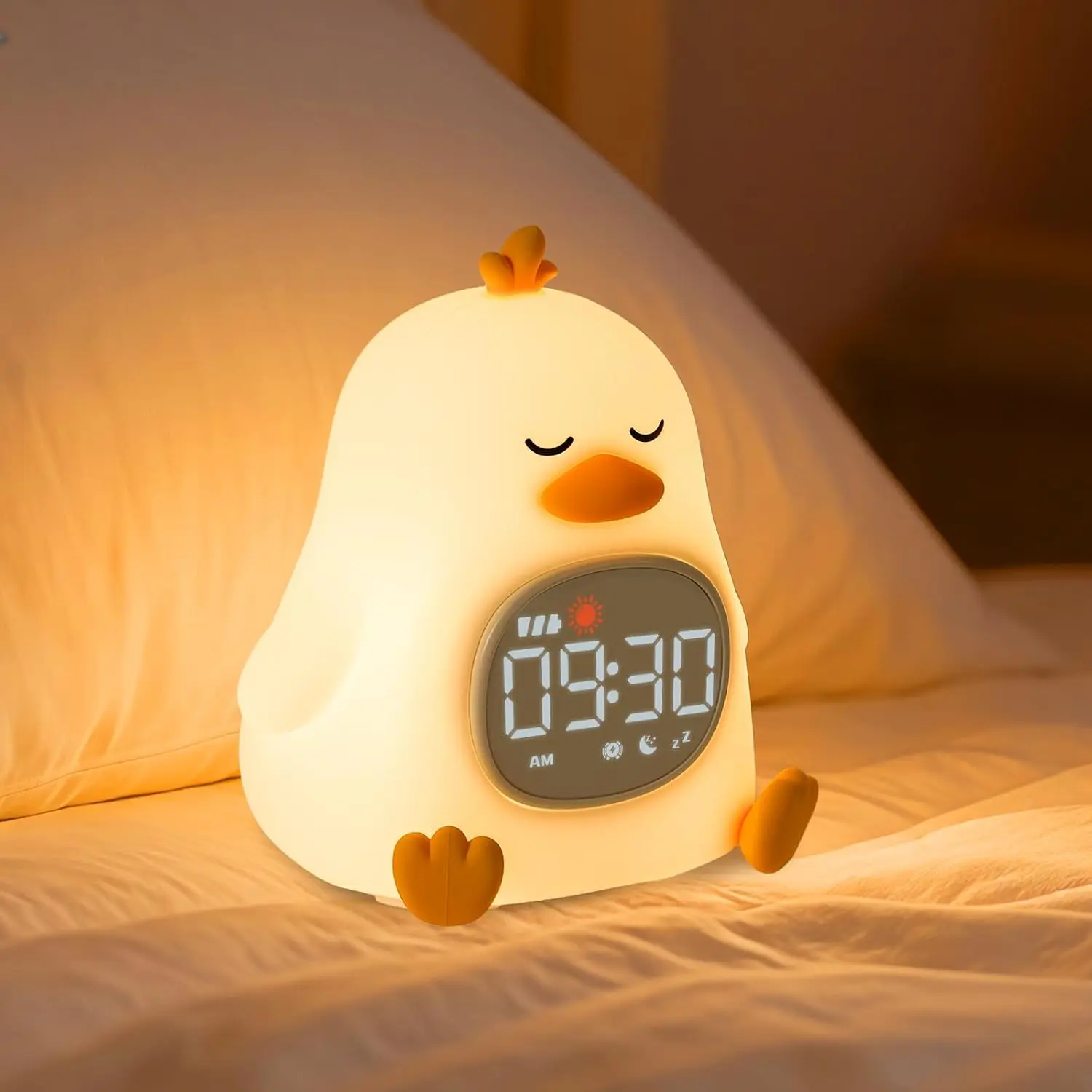 Clock for  with Night Light, Sleep  Clock Time to Wake Clock, Rechargeable  Light for Bedroom,  Sleep Companion for Boys Girls, Sleepy Duck