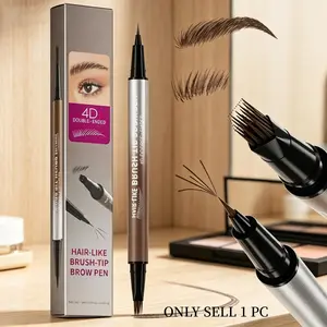 Dual End Microblading Eyebrow Pen, Waterproof 4D Hair-Like Brow Pencil with Multi-Prong Tip and Brow Brush, Long Lasting for Women, Eyebrow Makeup