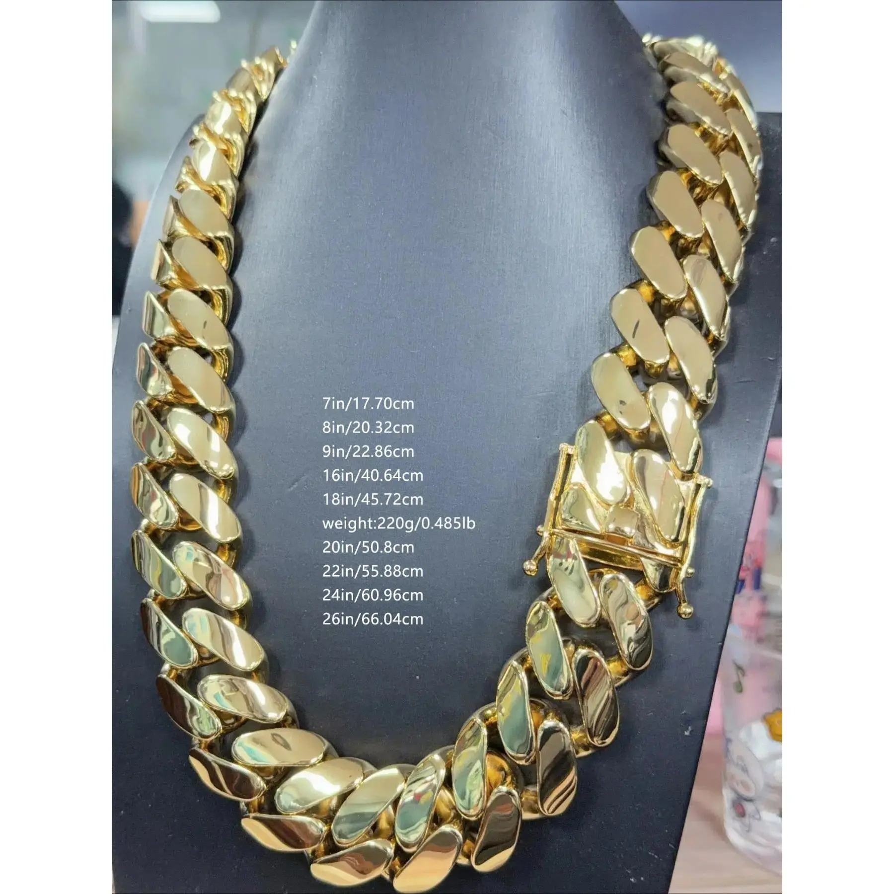 20mm Hip-Hop Jewelry 18k Gold-Plated Large Miami Cuban Link Chain Brass Cuban Men's Cuban Chain, Easter and Thanksgiving Gift for Men and Women, a Great Gift Choice, Suitable for Wearing on High-End Occasions, Fashion Necklace Cuban Style Chain