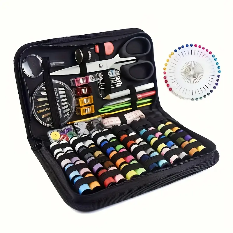 Portable Home Fabric Sewing And Embroidery Kit, Colorful Sewing Threads, Including Large-Sized Storage Bags, Complete Knitting Repair Tools With Scissors, Needles, And Top Needles, DIY Textiles, Threads And Accessories Shipped In Random Colors