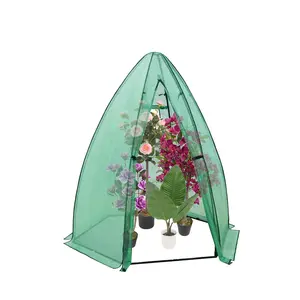 Heavy Duty Hexagonal Portable Greenhouse for Outdoors, Pop Up Green House with Durable Waterproof PE Cover, Zippered Roll-up Door & Mesh Windows, Protective Plant Tent for Vegetables Flowers
