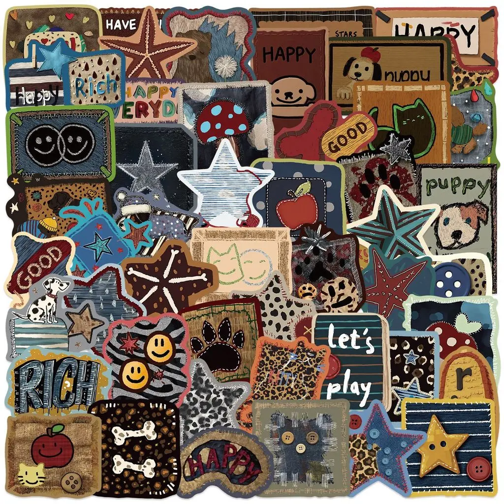 50Pcs Vintage American Style Graffiti Patch Stickers Waterproof PVC for DIY Water Bottle Phone Case Journal