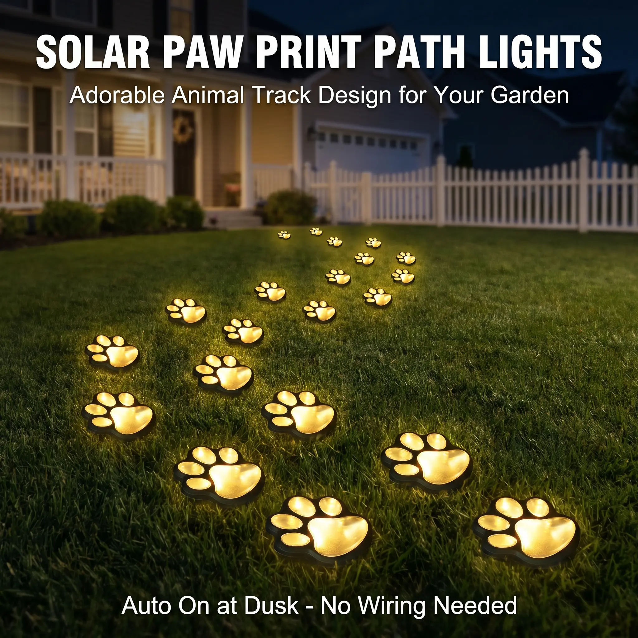 New Solar Cat Paw Lights for Party Decor, Creative Animal Footprint Outdoor Decorative Lamps, Waterproof Lawn Lights for Garden & Patio