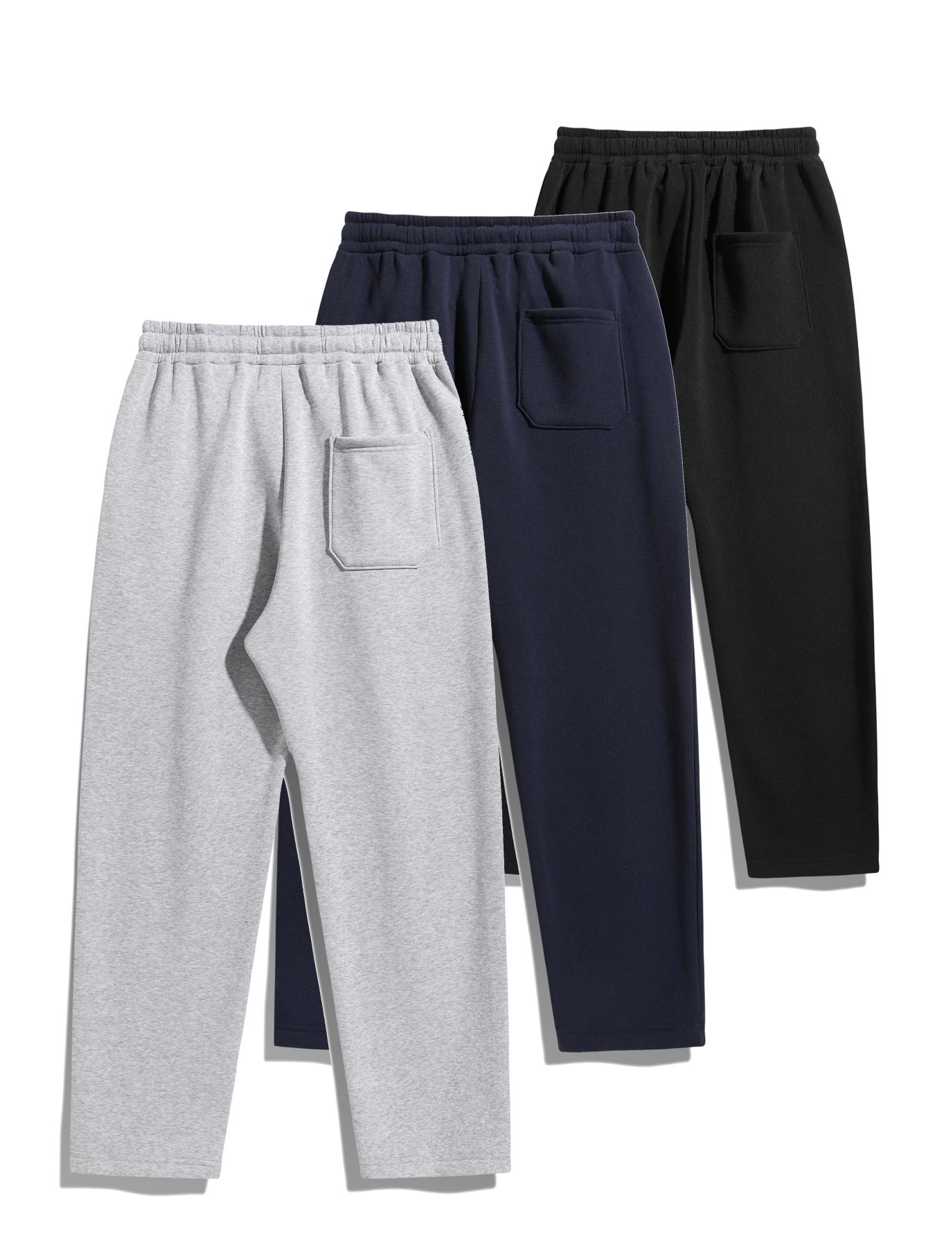 Men's Thermal Lined Pants with Drawstring Waist, Relaxed Fit Loose Sweatpants for Fall & Winter, Men's Bottoms