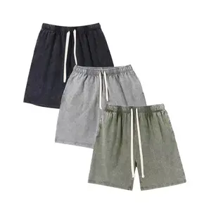 Menswear 3-Pack Men's Vintage Washed Acid Wash Shorts, Breathable Summer Casual Bottoms, Suitable for Streetwear and Loungewear-ZGC
