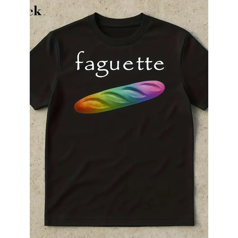 Women's Baguette-Themed Humorous T-Shirt - Natural, Soft, Loose Round Neck Streetwear Tee, Ideal for Couples, Valentine's Day Gift, Classic, Sleeve