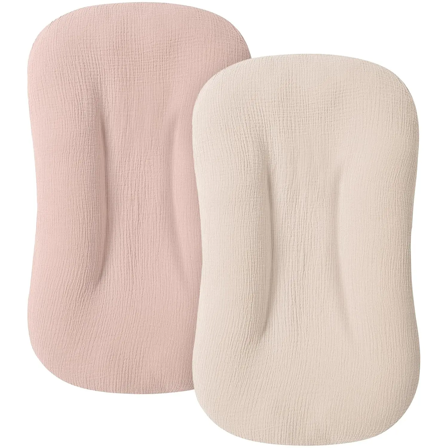 100% Cotton Muslin Baby Lounger Cover for Newborn & Infant, Soft & Breathable Slipcover for Baby Girls & Boys, Pack of 2 (Pink, Ivory)(Gift)