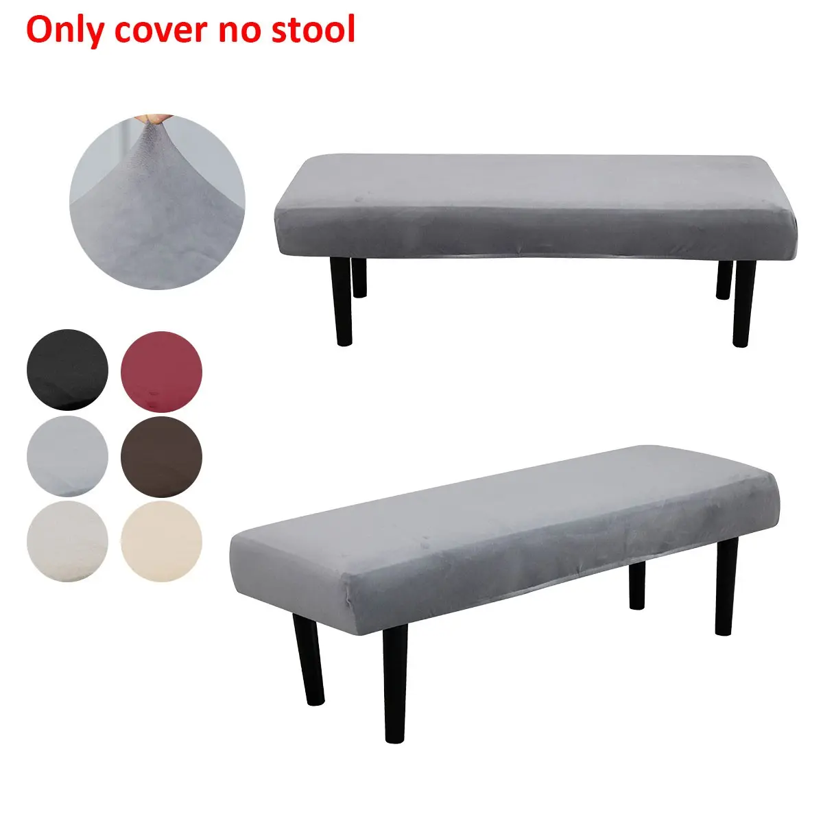 Multicolor Elastic Bench Cover for Restaurant and Office, Silver Fox Velvet Material, Comfortable and Washable, Ideal for Guest Room and Kitchen Decor
