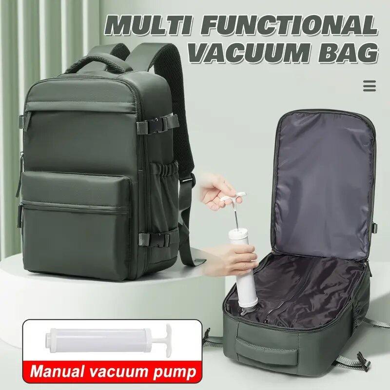Three-piece vacuum travel bag set, equipped with detachable vacuum bag, electric air pump, large-capacity backpack, detachable design, multi-layer pockets, casual style, Space Saving Bag, Travel Organizer Bag