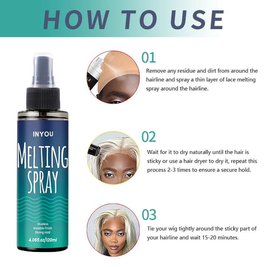Lace Melting Spray And Holding Spray, Extra Hold Melting Spray for Lace Wigs, Wig Melting Spray Strong Natural Forming Hold with Fast Drying/No Residue